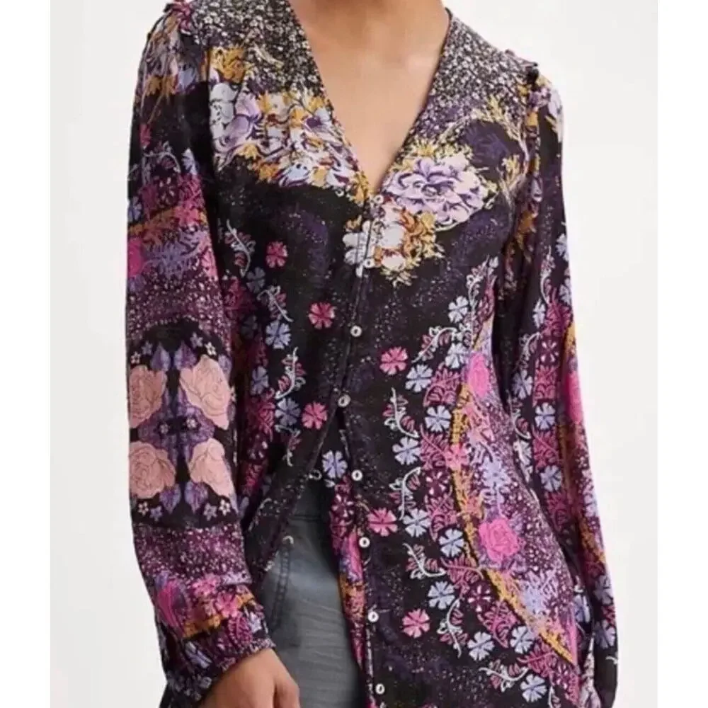 New Free People Marais Printed Midi Dress/Duster w/ Slip Sz: XS - NWOT Ret$168 - Picture 4 of 8